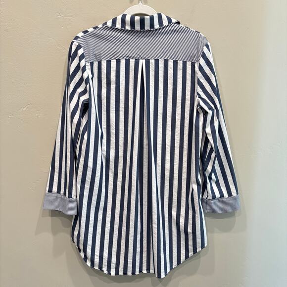 Sweaty Betty Blue Stripe Print Restful Sleep Shirt Navy Blue White - Size: 0 - 2 - Picture 4 of 8